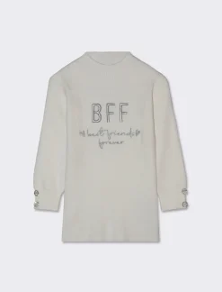 Piazza Italia Abito a costine con ricamo lurex - sporco Bianco Hot