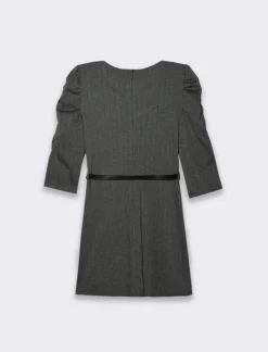 Piazza Italia Abito corto con cintura e manica a 3/4 arricciata - Gessato Stampato Sale