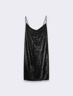 Piazza Italia Abito corto in lurex con scollo vulcano e bretelline - Nero Cheap