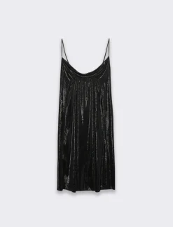 Piazza Italia Abito corto in lurex con scollo vulcano e bretelline - Nero Cheap