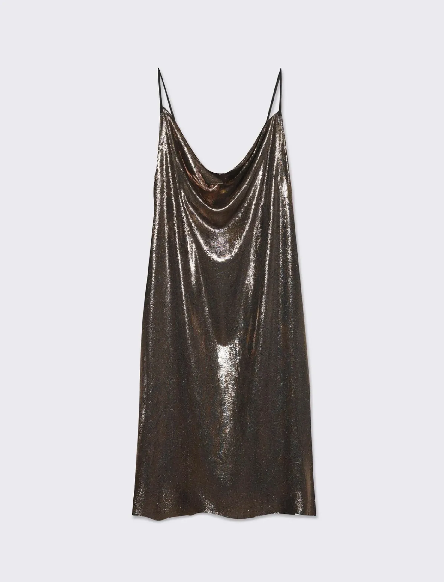 Piazza Italia Abito corto in lurex con scollo vulcano e bretelline - Bronzo Marrone Cheap
