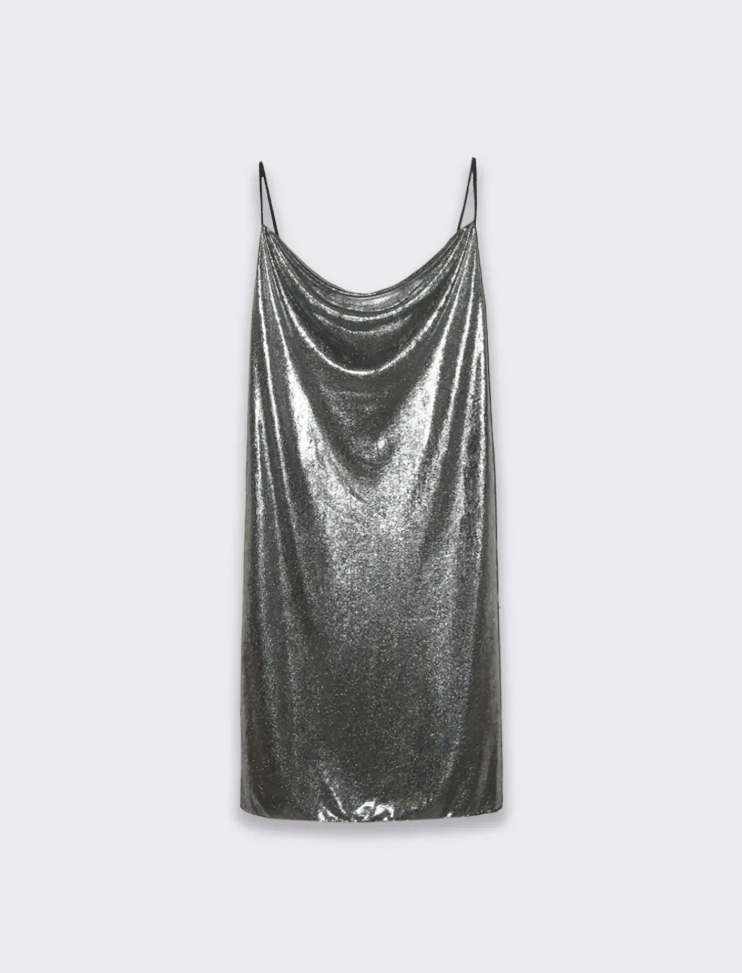 Piazza Italia Abito corto in lurex con scollo vulcano e bretelline - Argento Discount