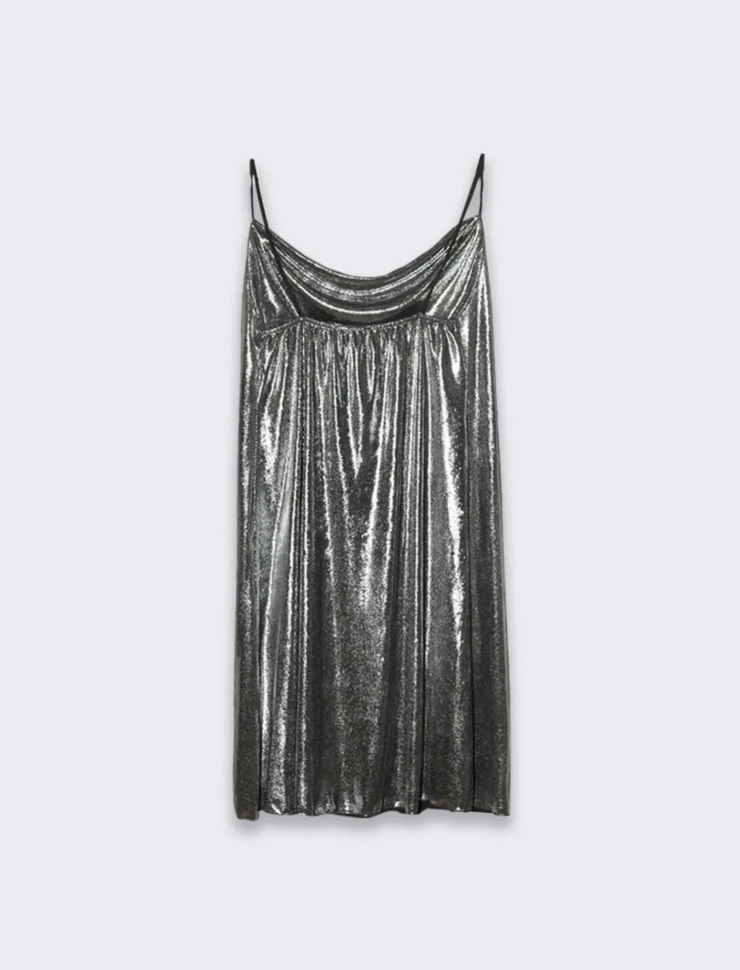 Piazza Italia Abito corto in lurex con scollo vulcano e bretelline - Argento Discount