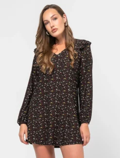 Piazza Italia Abito corto stampato con scollo a V manica lunga - var 1 Outlet