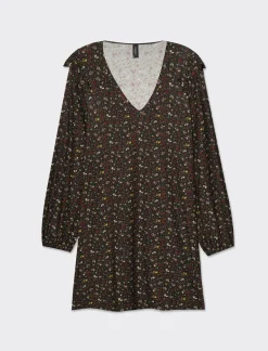 Piazza Italia Abito corto stampato con scollo a V manica lunga - var 1 Outlet