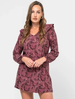 Piazza Italia Abito corto stampato con scollo a V manica lunga - var 2 Flash Sale