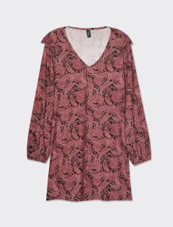 Piazza Italia Abito corto stampato con scollo a V manica lunga - var 2 Flash Sale