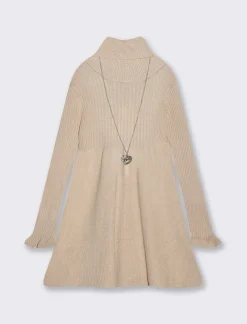 Piazza Italia Abito da bambina in maglieria con accessorio-collana. - Marrone tabacco Flash Sale