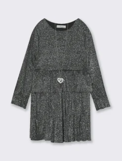 Piazza Italia Abito elegante a balze in tessuto brillantinato - Nero Hot