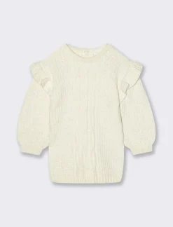 Piazza Italia Abito in calda ciniglia da neonata, con girocollo, manica lunga e rouches - Beige Outlet