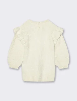 Piazza Italia Abito in calda ciniglia da neonata, con girocollo, manica lunga e rouches - Beige Outlet