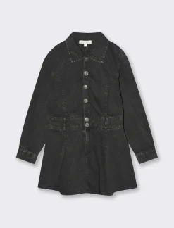 Piazza Italia Abito in denim con gonna a pieghe - Nero Flash Sale