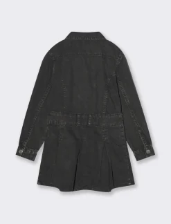 Piazza Italia Abito in denim con gonna a pieghe - Nero Flash Sale