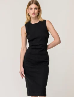 Piazza Italia Abito in denim midi aderente con spacco - Nero Cheap