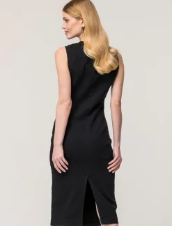 Piazza Italia Abito in denim midi aderente con spacco - Nero Cheap