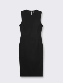 Piazza Italia Abito in denim midi aderente con spacco - Nero Cheap