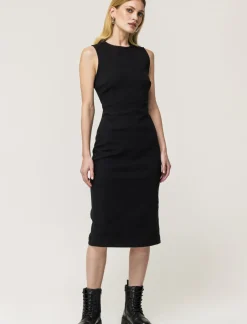 Piazza Italia Abito in denim midi aderente con spacco - Nero Cheap