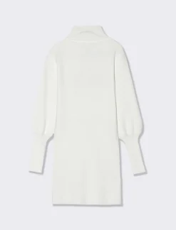 Piazza Italia Abito in maglia a coste con collo e polsini alti - sporco Bianco New