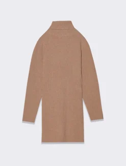 Piazza Italia Abito in maglia collo alto e bottoncini - biscotto Beige New