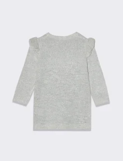 Piazza Italia Abito in maglia con applicazioni in pelliccia e paillettes - mel. Grigio Cheap