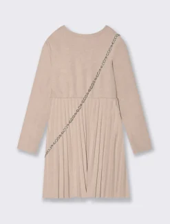 Piazza Italia Abito in maglia con fiocco e borsetta - Beige Cheap