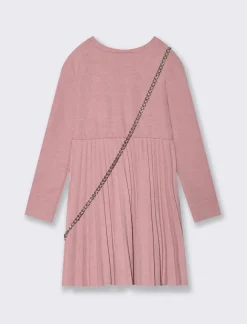 Piazza Italia Abito in maglia con fiocco e borsetta - Rosa Flash Sale