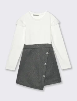 Piazza Italia Abito in maglina e tessuto spigato da bambina - Fantasia Multicolore Fashion