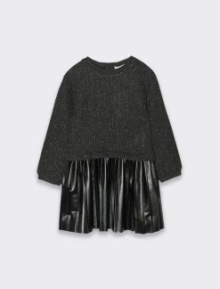 Piazza Italia Abito in tessuto combinato brillante - Nero Hot