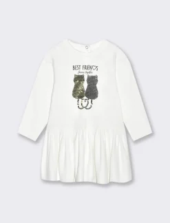 Piazza Italia Abito in tessuto morbido con applicazione - sporco Bianco Online