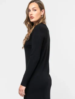 Piazza Italia Abito lungo in filato morbido paricollo - Nero Cheap