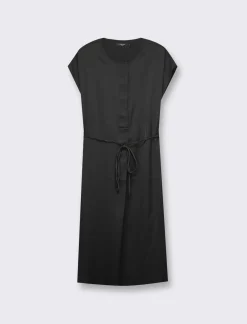 Piazza Italia Abito midi mezza manica vestibilità regular effetto raso - Nero Best Sale