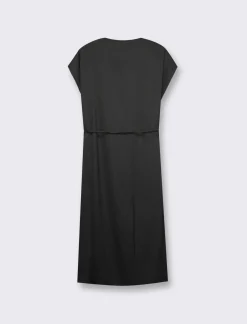 Piazza Italia Abito midi mezza manica vestibilità regular effetto raso - Nero Best Sale