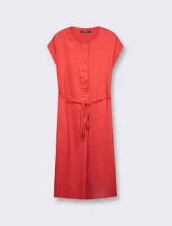 Piazza Italia Abito midi mezza manica vestibilità regular effetto raso - Rosso Clearance