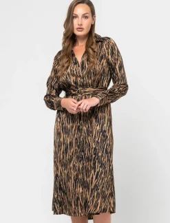 Piazza Italia Abito midi stampato effetto raso con bottoncini - var 1 Hot