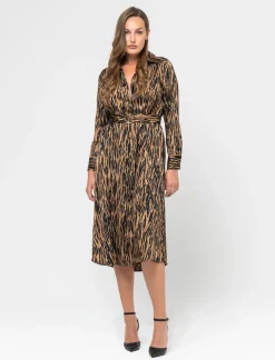 Piazza Italia Abito midi stampato effetto raso con bottoncini - var 1 Hot