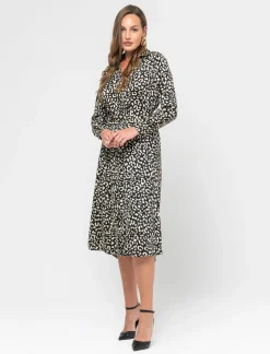 Piazza Italia Abito midi stampato effetto raso con bottoncini - var 2 Store