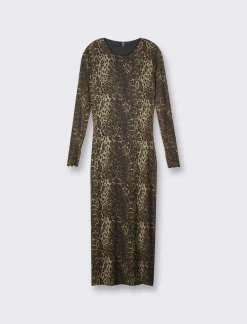 Piazza Italia Abito midi stampato, manica lunga in microrete - var 1 Hot