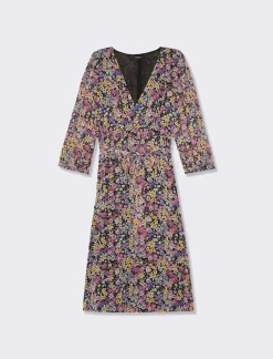 Piazza Italia Abito midi stampato manica 3/4 con elastico in vita e fusciacca - var 1 Flash Sale