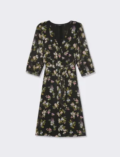 Piazza Italia Abito midi stampato manica 3/4 con elastico in vita e fusciacca - var 2 Online