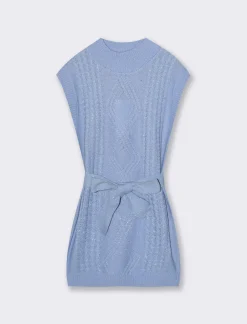 Piazza Italia Abito smanicato in maglia e filo metallizzato da bambina - Azzurro New