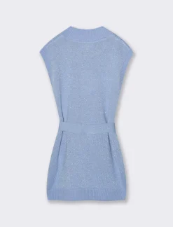 Piazza Italia Abito smanicato in maglia e filo metallizzato da bambina - Azzurro New