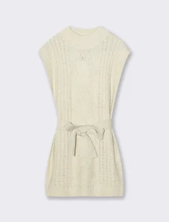 Piazza Italia Abito smanicato in maglia e filo metallizzato da bambina - Beige Cheap