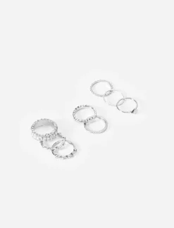 Piazza Italia Anelli da donna multicard con strass - Argento Discount