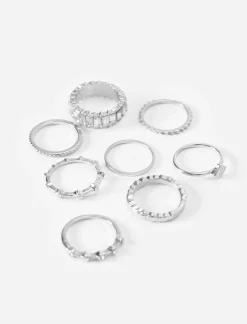 Piazza Italia Anelli da donna multicard con strass - Argento Discount