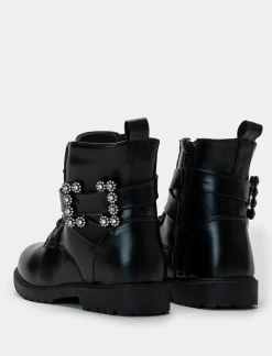 Piazza Italia Anfibio con cinturino gioiello con lacci, zip sul lato interno e fondo roccia - Nero Store