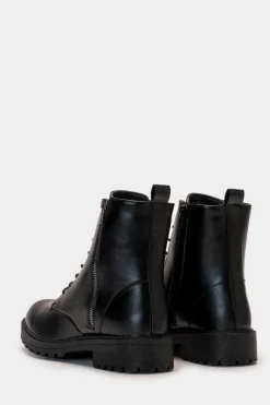 Piazza Italia Anfibio con lacci, zip sul lato interno e fondo roccia. - Nero Fashion