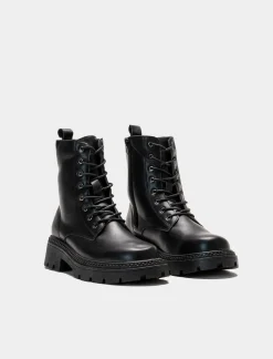 Piazza Italia Anfibio stringato con zip sul lato interno e fondo roccia - Nero Hot