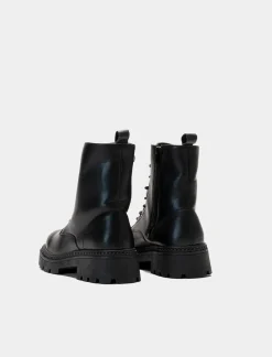 Piazza Italia Anfibio stringato con zip sul lato interno e fondo roccia - Nero Hot