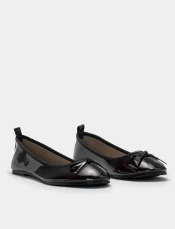 Piazza Italia Ballerina di vernice con fiocco in tre varianti colore - Nero Shop