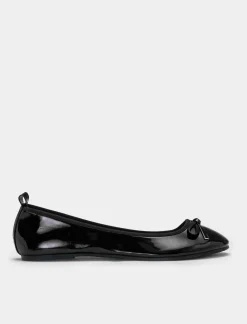 Piazza Italia Ballerina di vernice con fiocco in tre varianti colore - Nero Shop
